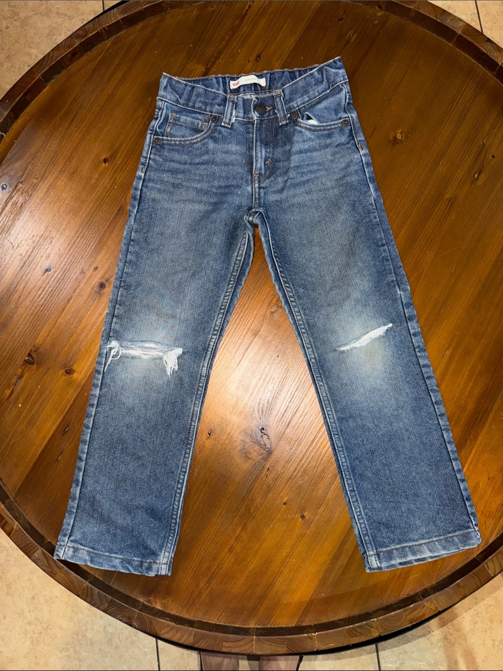 Levi's Kids Blue Distressed Straight-Leg Jeans